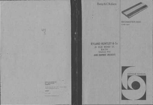 Bang and Olufsen Beomaster 2400 service manual PDF